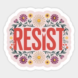 Resist – Floral Political Protest Typography Design Sticker